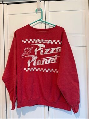 Disney Red Pizza Planet Graphic Crewneck Sweatshirt